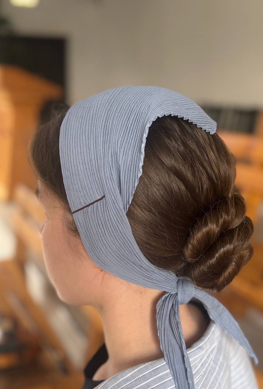 Косынка гофре, пыльно-голубой (мини) — изображение 3