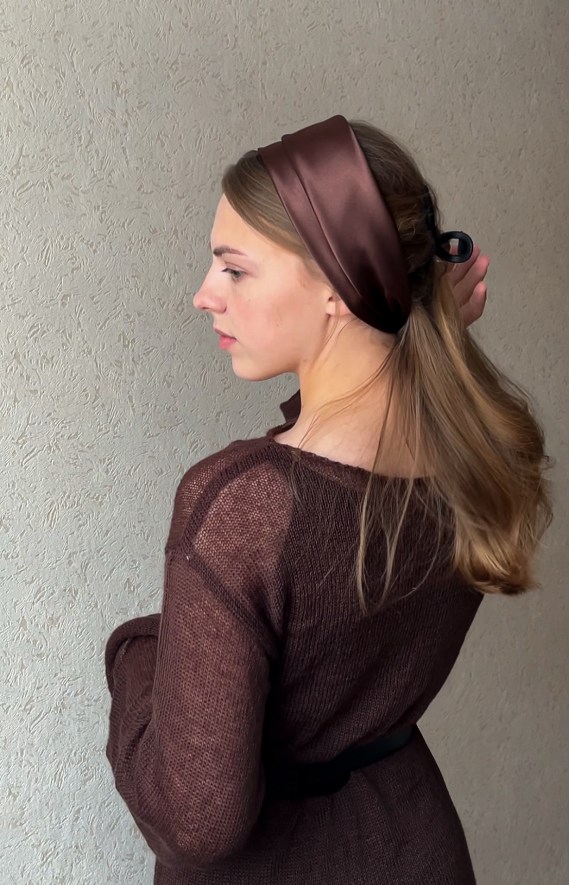 Атласный платок, темный шоколад — изображение 2