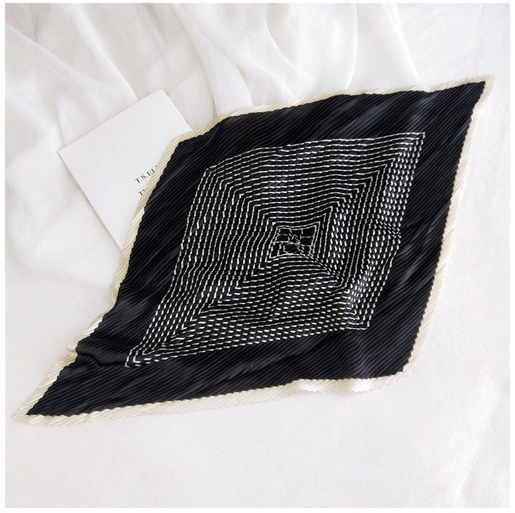 Плиссе шелковая с принтом, черный с белым — изображение 2