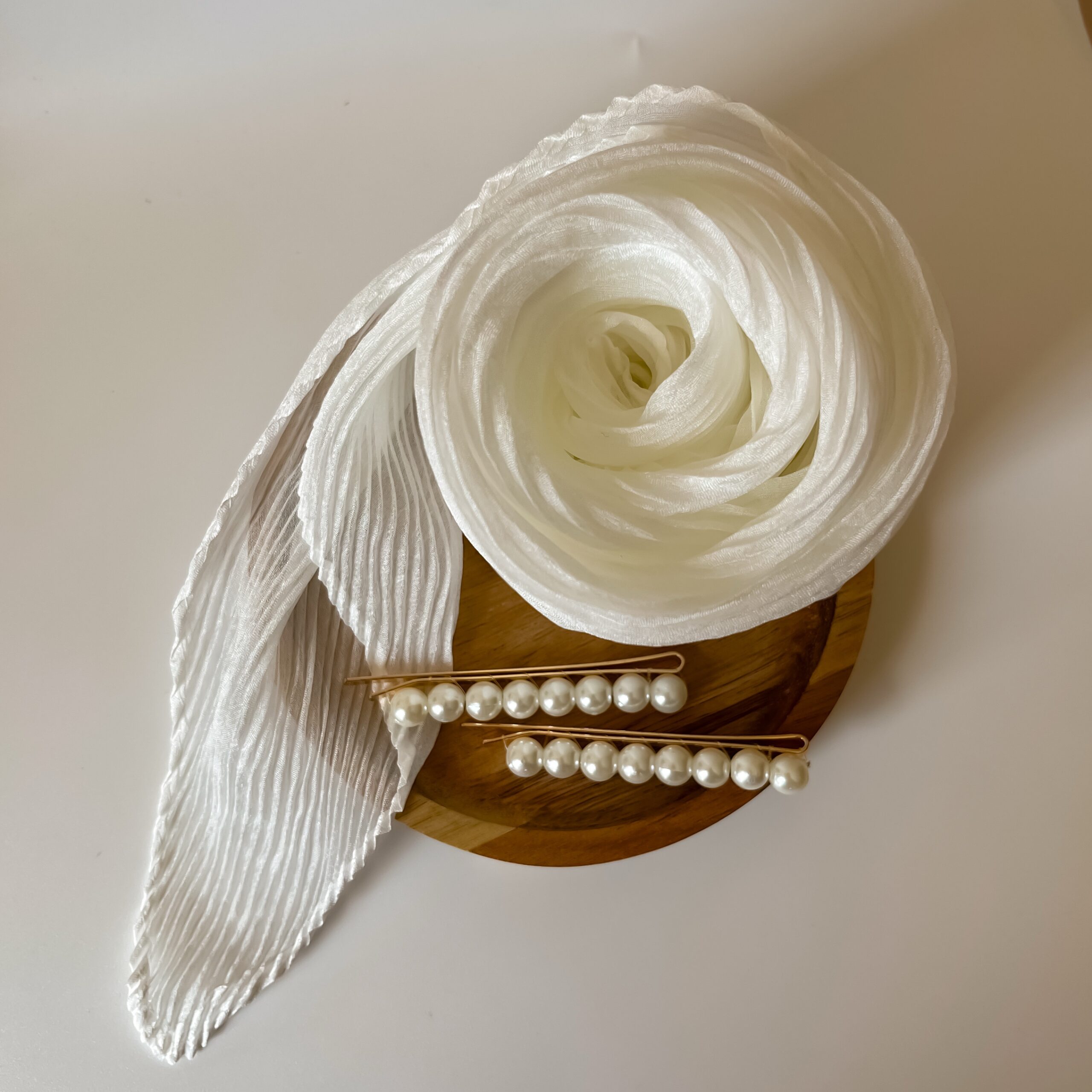 «Воздушное гофре» из тонкого шифона, белый (Maxi)