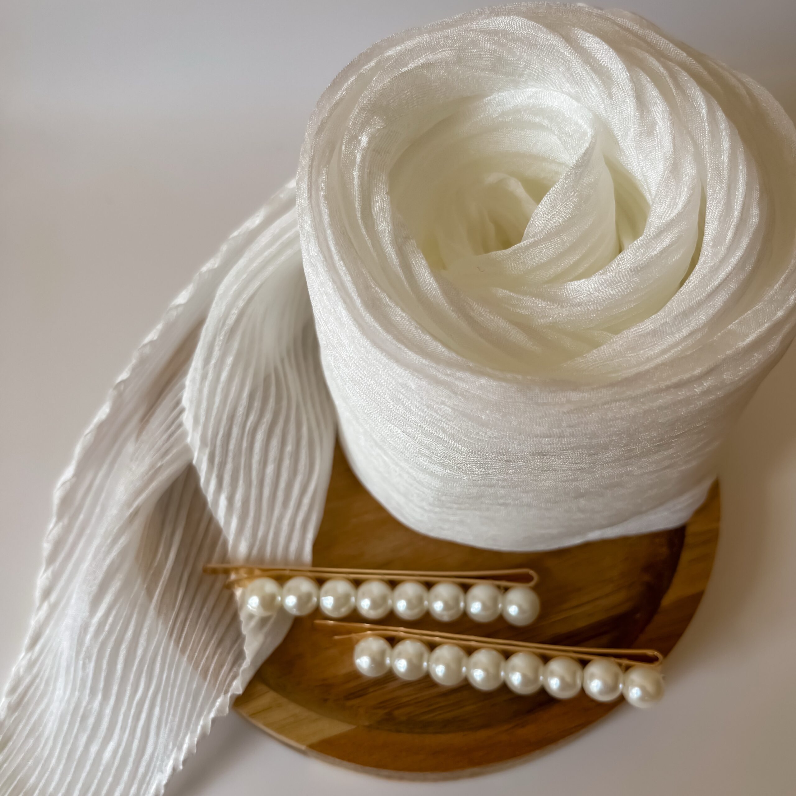 «Воздушное гофре» из тонкого шифона, белый (Maxi) — изображение 2