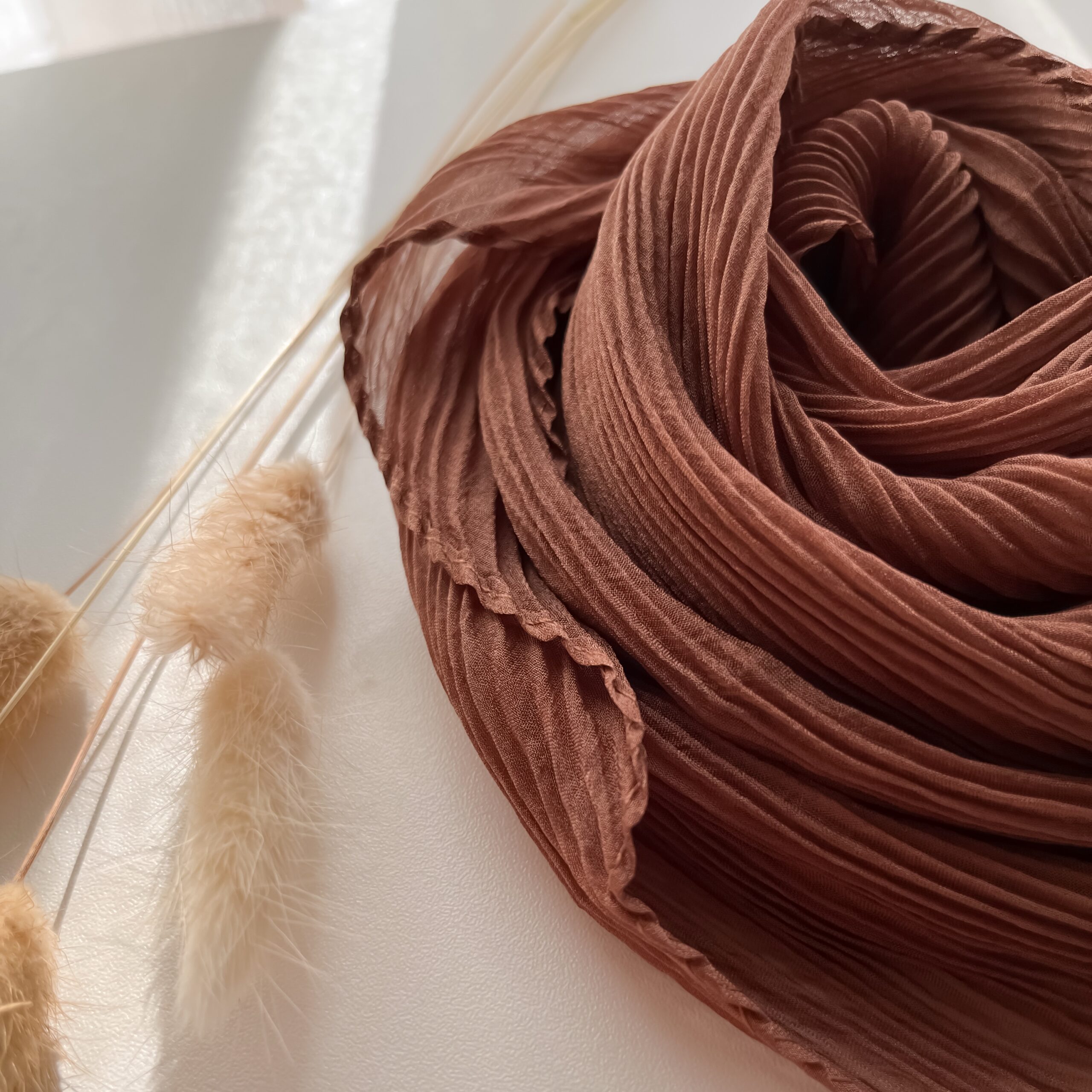 «Воздушная гофре» из тонкого шифона, коричневый (Maxi) — изображение 2