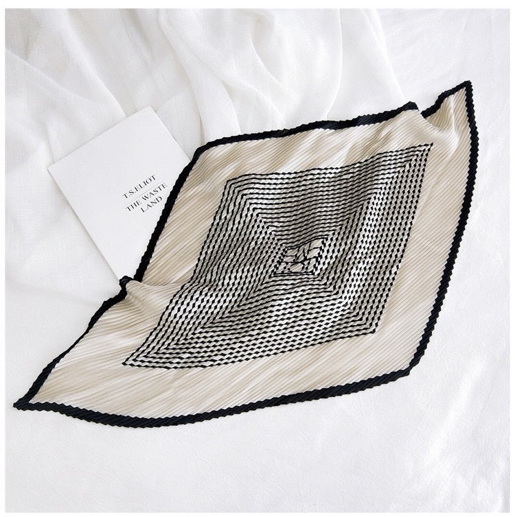 Плиссе шелковая с принтом, бежевый — изображение 2