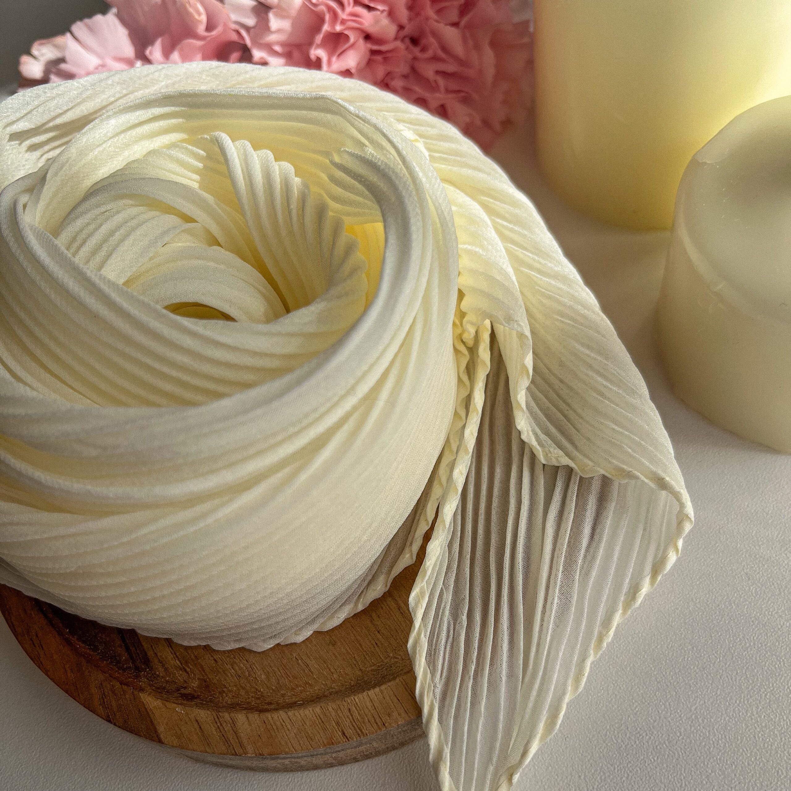 Косынка гофре, сливочный